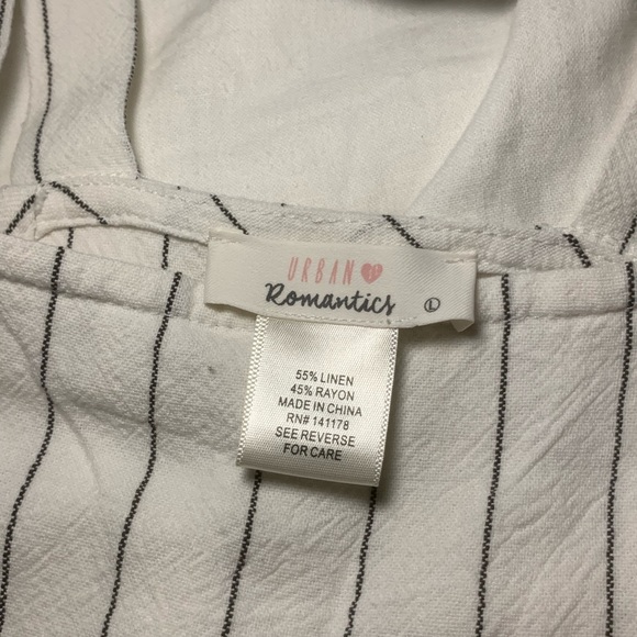 Short Striped Linen Romper - Picture 3 of 3